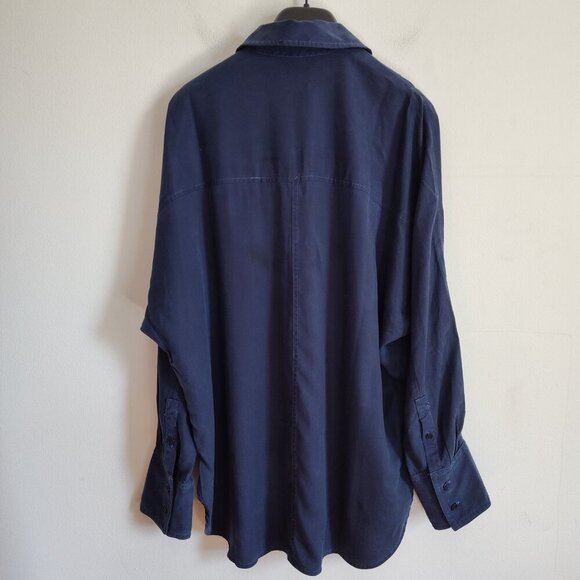 Ladies SZ M Madewell Midnight Blue Long-Sleeve Button-Up - Picture 2 of 3